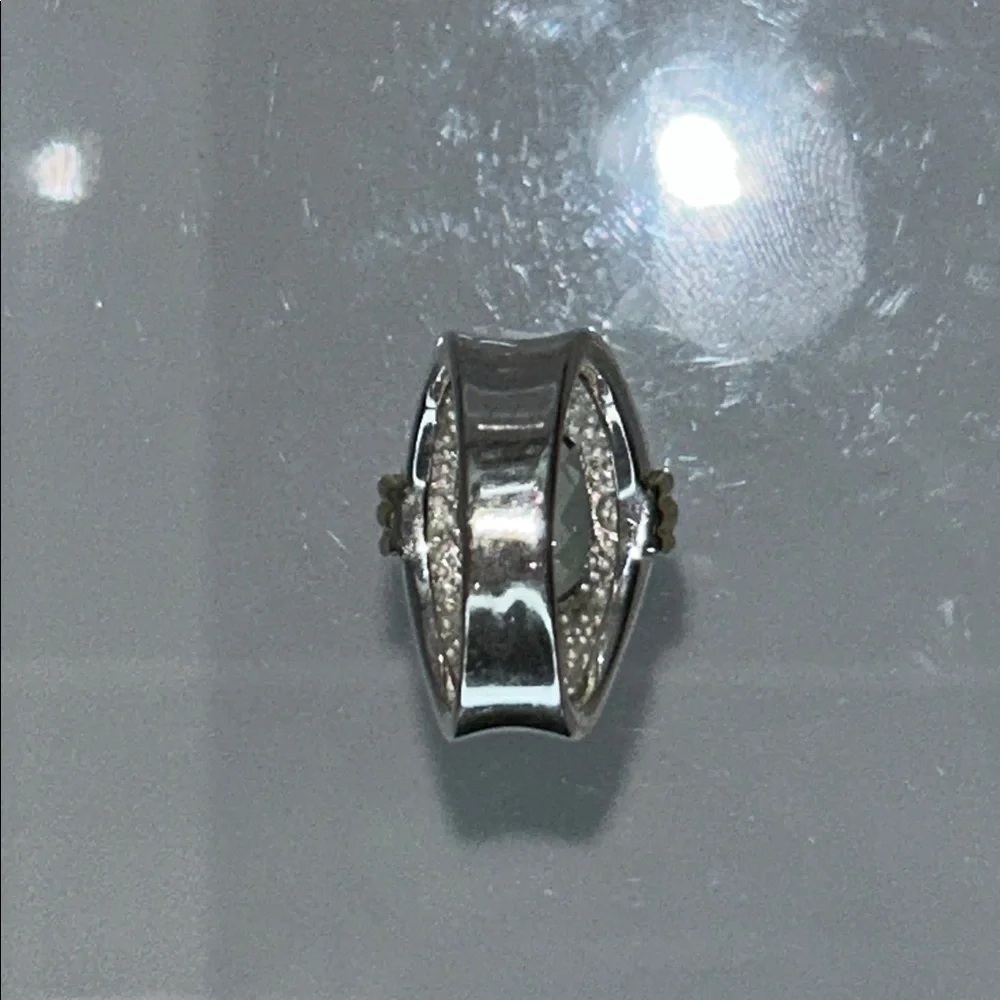 NWOT Genuine Green Amethyst Sterling Silver Gold Accent Designer Ring Bohemian